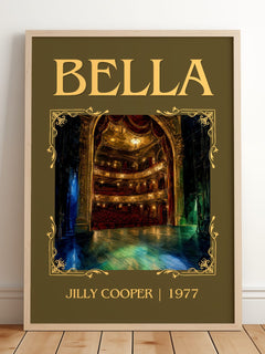 Bella Classic Book Art Print by Jilly Cooper – framed print leaning on a wooden floor