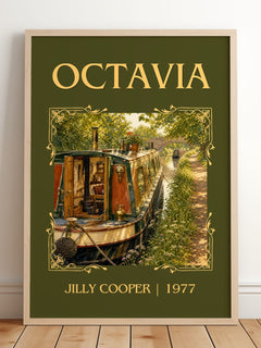 Octavia Classic Book Art Print by Jilly Cooper – framed print leaning on a wooden floor