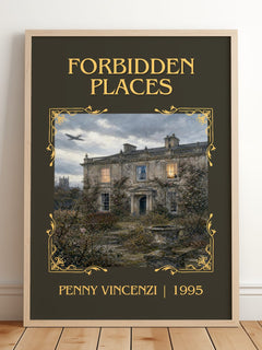Forbidden Places Classic Book Art Print by Penny Vincenzi – framed print leaning on a wooden floor