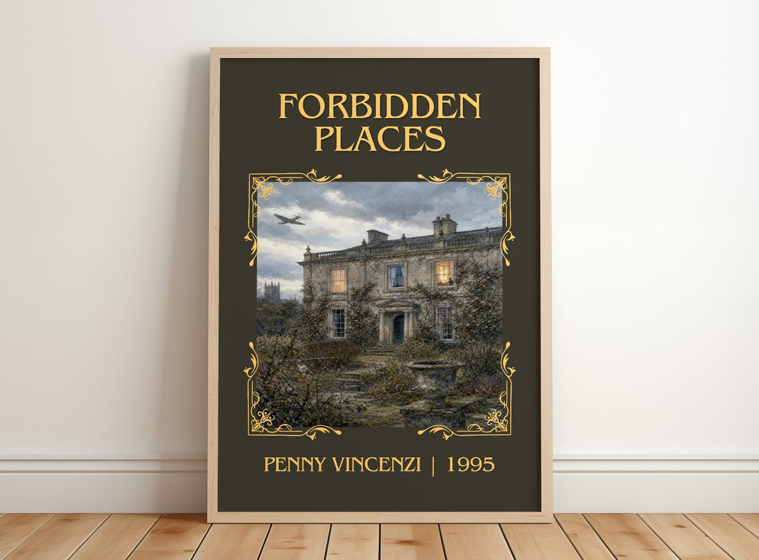 Forbidden Places Classic Book Art Print by Penny Vincenzi – framed print leaning on a wooden floor
