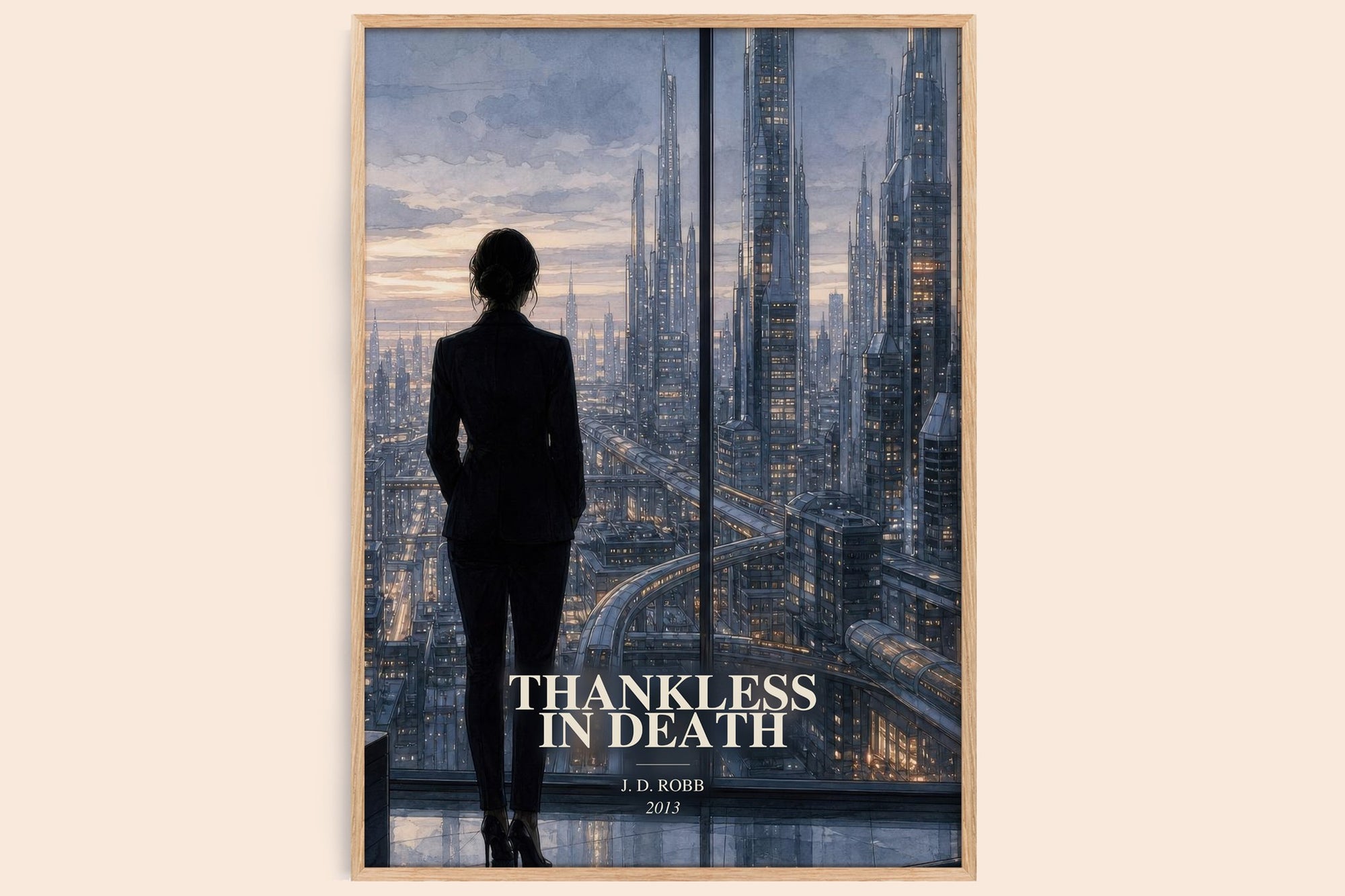 Thankless In Death watercolour book poster by J. D. Robb – framed literary art print