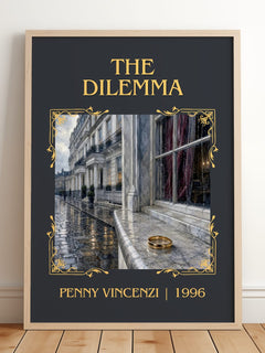 The Dilemma Classic Book Art Print by Penny Vincenzi – framed print leaning on a wooden floor