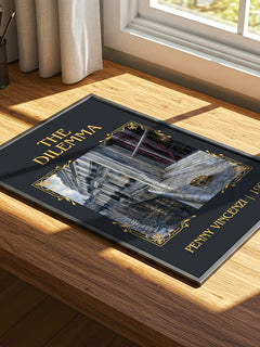 The Dilemma Classic Book Art Print by Penny Vincenzi – print on a sunlit desk