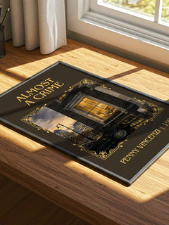 Almost a Crime Classic Book Art Print by Penny Vincenzi – print on a sunlit desk