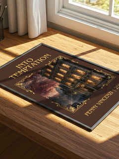 Into Temptation Classic Book Art Print by Penny Vincenzi – print on a sunlit desk