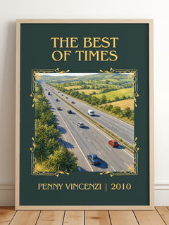 The Best of Times Classic Book Art Print by Penny Vincenzi – framed print leaning on a wooden floor