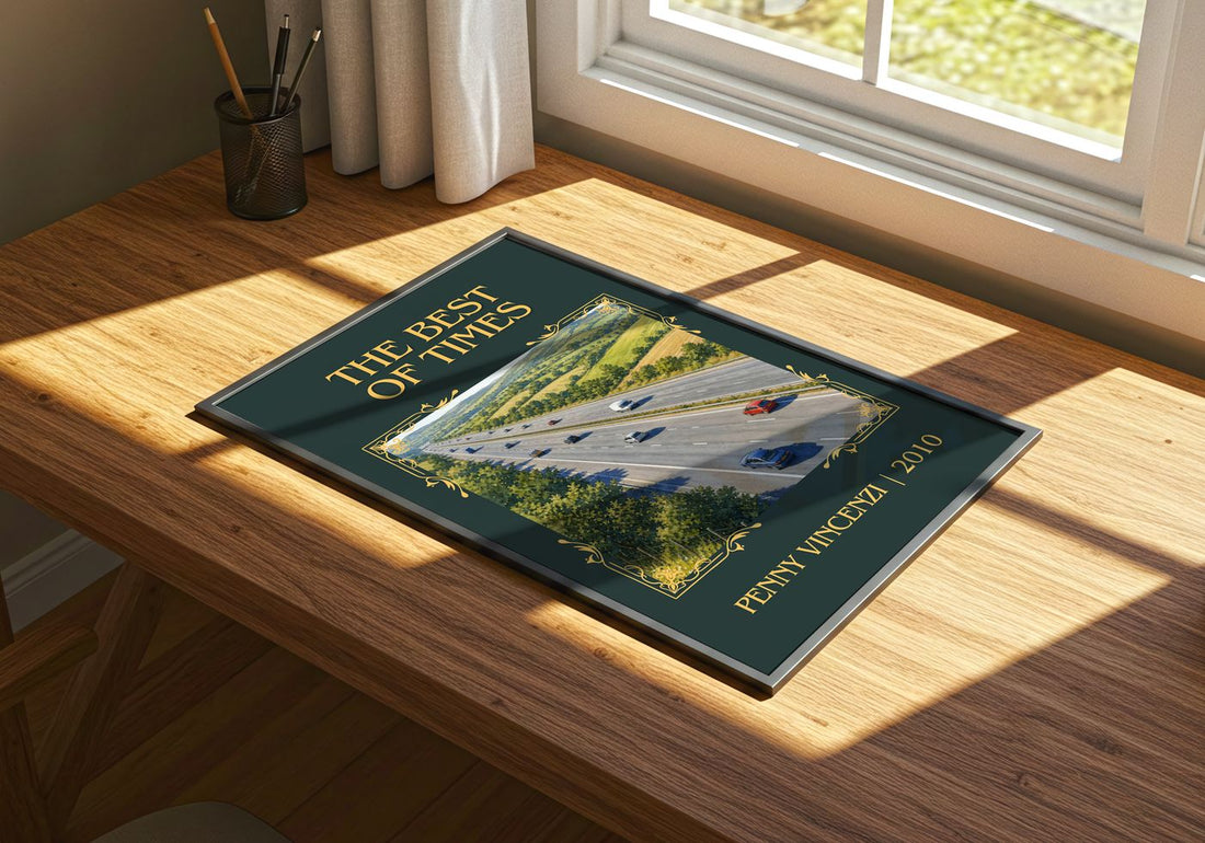 The Best of Times Classic Book Art Print by Penny Vincenzi – print on a sunlit desk