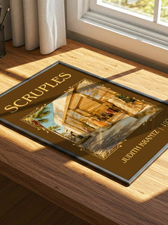 Scruples Classic Book Art Print by Judith Krantz – print on a sunlit desk