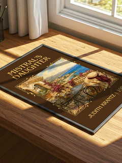 Mistral's Daughter Classic Book Art Print by Judith Krantz – print on a sunlit desk