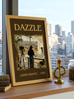 Dazzle Classic Book Art Print by Judith Krantz – framed print on a city-view windowsill