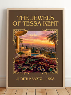 The Jewels of Tessa Kent Classic Book Art Print by Judith Krantz – framed print leaning on a wooden floor