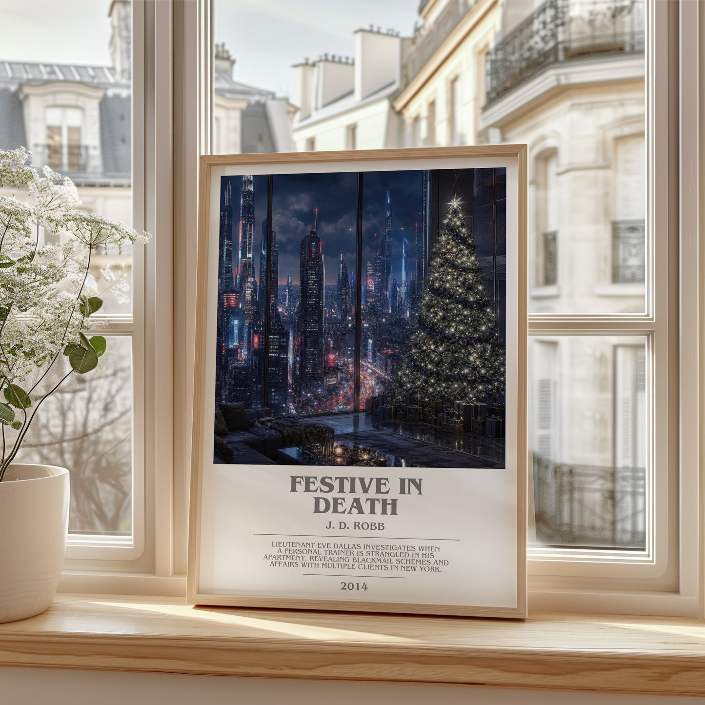 Festive In Death bookish poster colour and style options – J. D. Robb book art