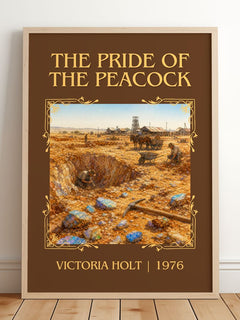 The Pride of the Peacock Classic Book Art Print by Victoria Holt – framed print leaning on a wooden floor