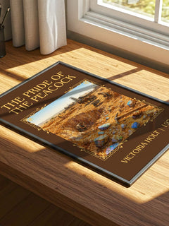 The Pride of the Peacock Classic Book Art Print by Victoria Holt – print on a sunlit desk