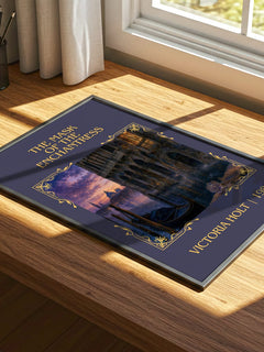 The Mask of the Enchantress Classic Book Art Print by Victoria Holt – print on a sunlit desk