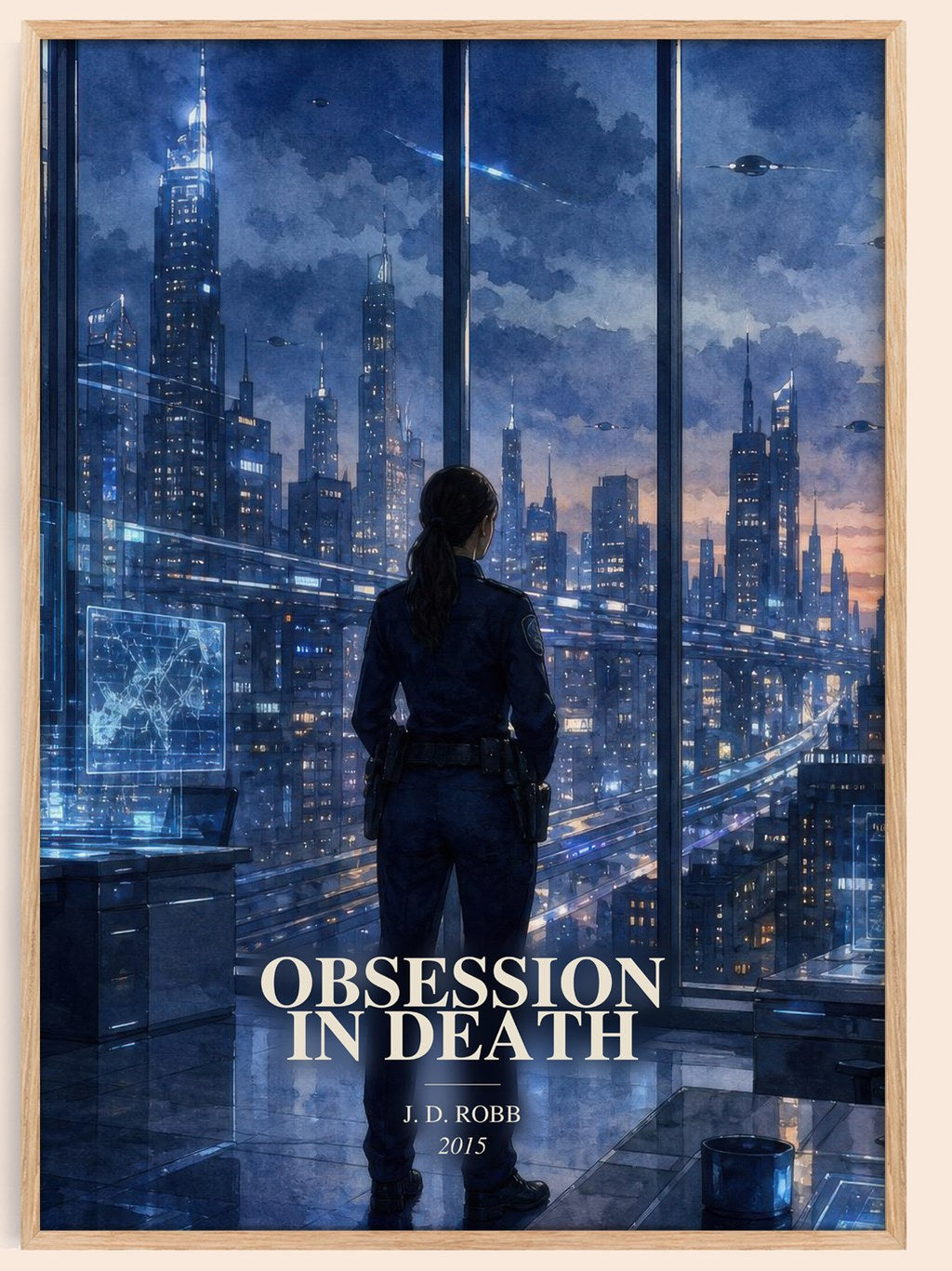 Obsession In Death watercolour book poster by J. D. Robb – framed literary art print