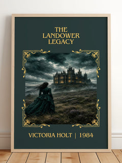 The Landower Legacy Classic Book Art Print by Victoria Holt – framed print leaning on a wooden floor