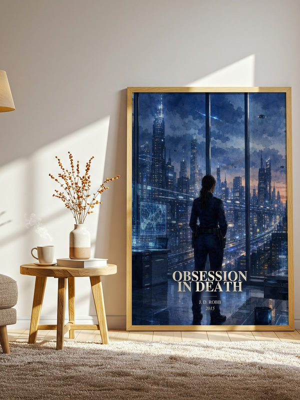 Obsession In Death watercolour print in frame leaning in hallway – mystery wall art