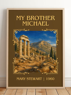 My Brother Michael Classic Book Art Print by Mary Stewart – framed print leaning on a wooden floor