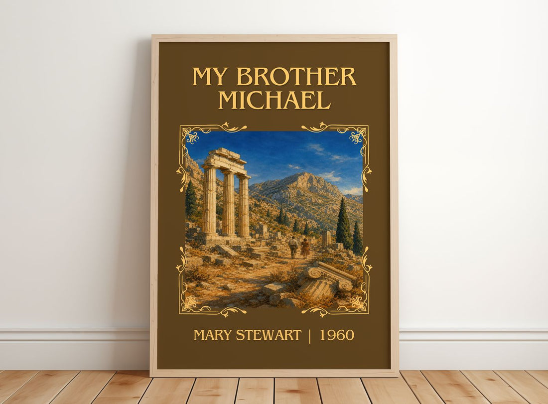 My Brother Michael Classic Book Art Print by Mary Stewart – framed print leaning on a wooden floor