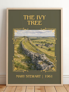 The Ivy Tree Classic Book Art Print by Mary Stewart – framed print leaning on a wooden floor