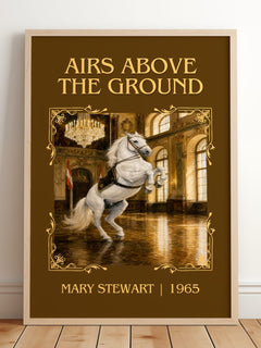 Airs Above the Ground Classic Book Art Print by Mary Stewart – framed print leaning on a wooden floor