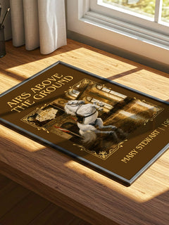 Airs Above the Ground Classic Book Art Print by Mary Stewart – print on a sunlit desk