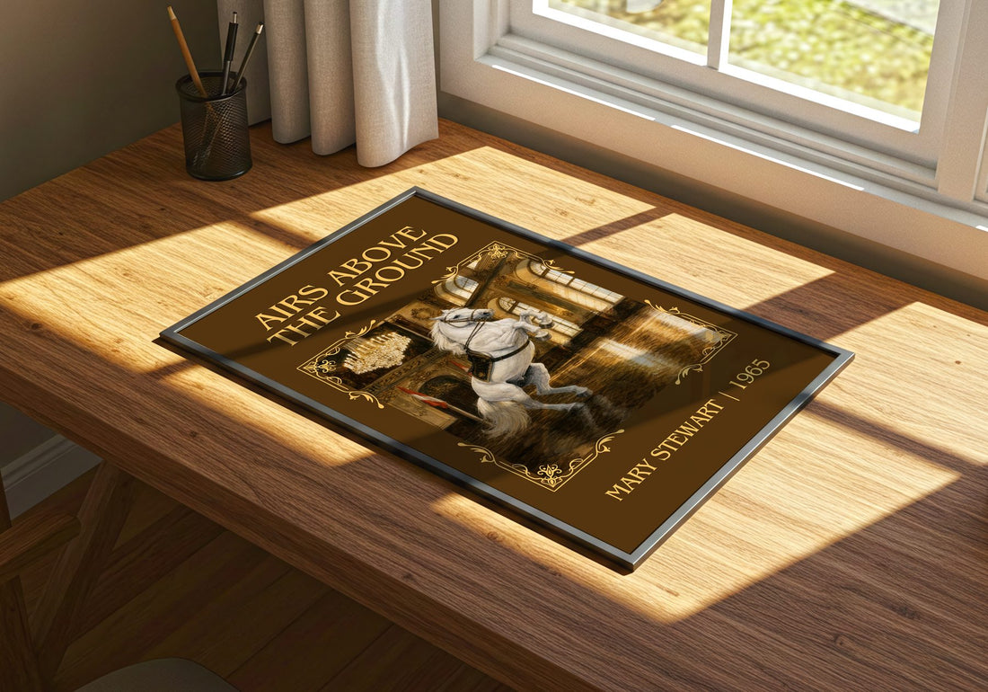 Airs Above the Ground Classic Book Art Print by Mary Stewart – print on a sunlit desk