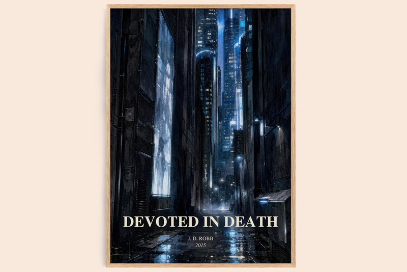 Devoted In Death watercolour book poster by J. D. Robb – framed literary art print