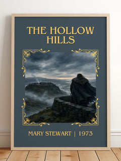 The Hollow Hills Classic Book Art Print by Mary Stewart – framed print leaning on a wooden floor