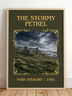 The Stormy Petrel Classic Book Art Print by Mary Stewart – framed print leaning on a wooden floor