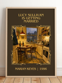 Lucy Sullivan Is Getting Married Classic Book Art Print by M. Keyes – framed print leaning on a wooden floor