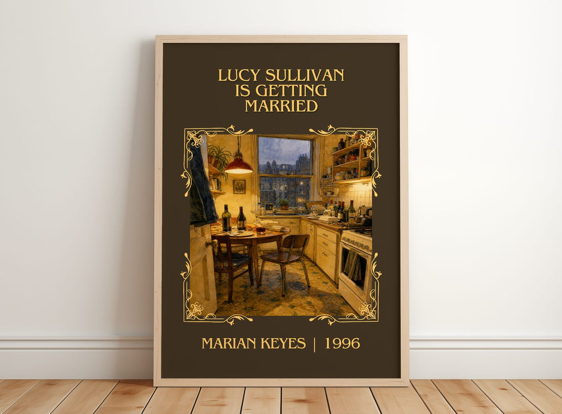 Lucy Sullivan Is Getting Married Classic Book Art Print by M. Keyes – framed print leaning on a wooden floor
