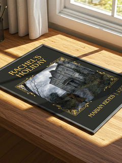 Rachel's Holiday Classic Book Art Print by Marian Keyes – print on a sunlit desk
