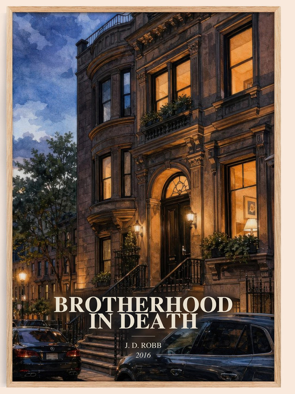 Brotherhood In Death watercolour book poster by J. D. Robb – framed literary art print
