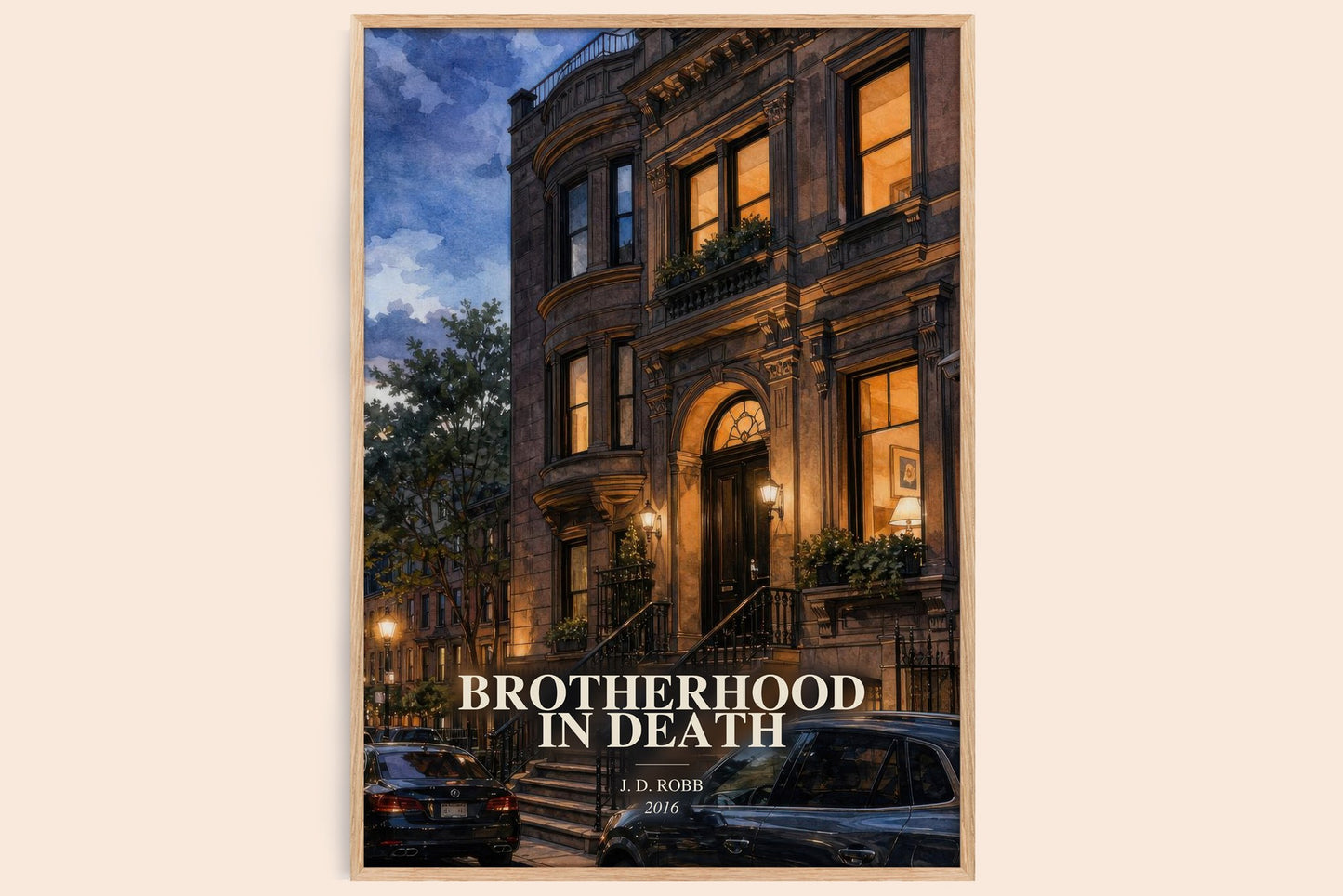 Brotherhood In Death watercolour book poster by J. D. Robb – framed literary art print