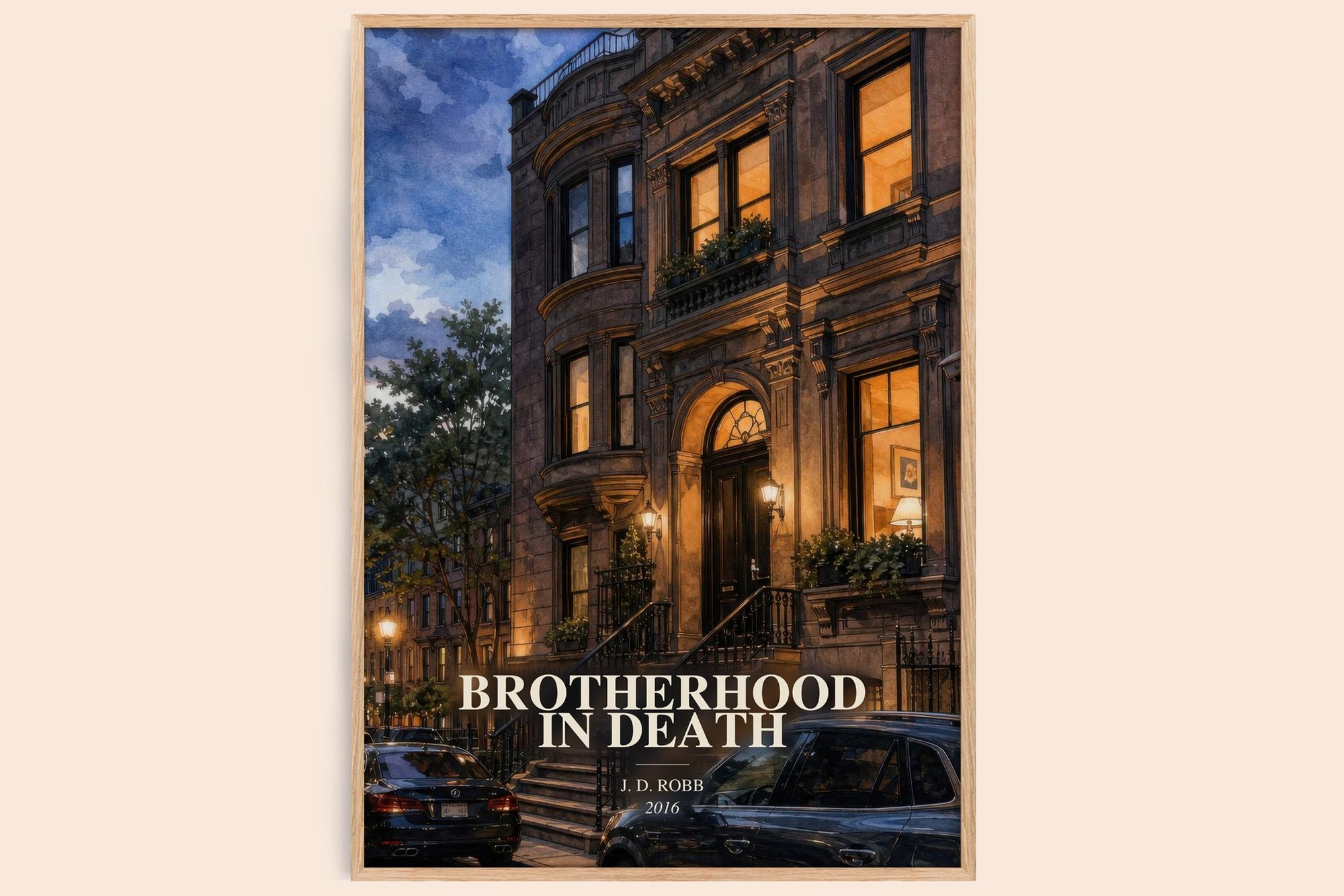 Brotherhood In Death watercolour book poster by J. D. Robb – framed literary art print