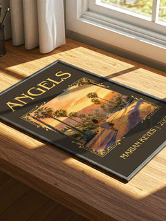 Angels Classic Book Art Print by Marian Keyes – print on a sunlit desk