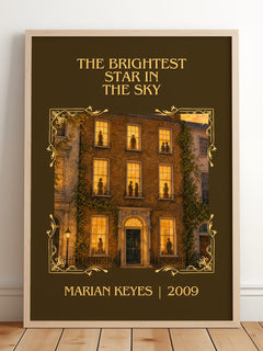 The Brightest Star in the Sky Classic Book Art Print by Marian Keyes – framed print leaning on a wooden floor