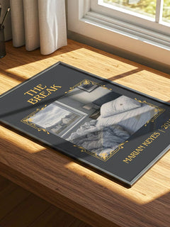 The Break Classic Book Art Print by Marian Keyes – print on a sunlit desk