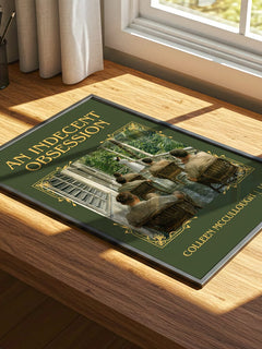 An Indecent Obsession Classic Book Art Print by Colleen McCullough – print on a sunlit desk
