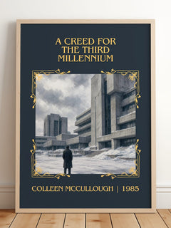 Creed for the Third Millennium Classic Book Art Print by C. McCullough – framed print leaning on a wooden floor