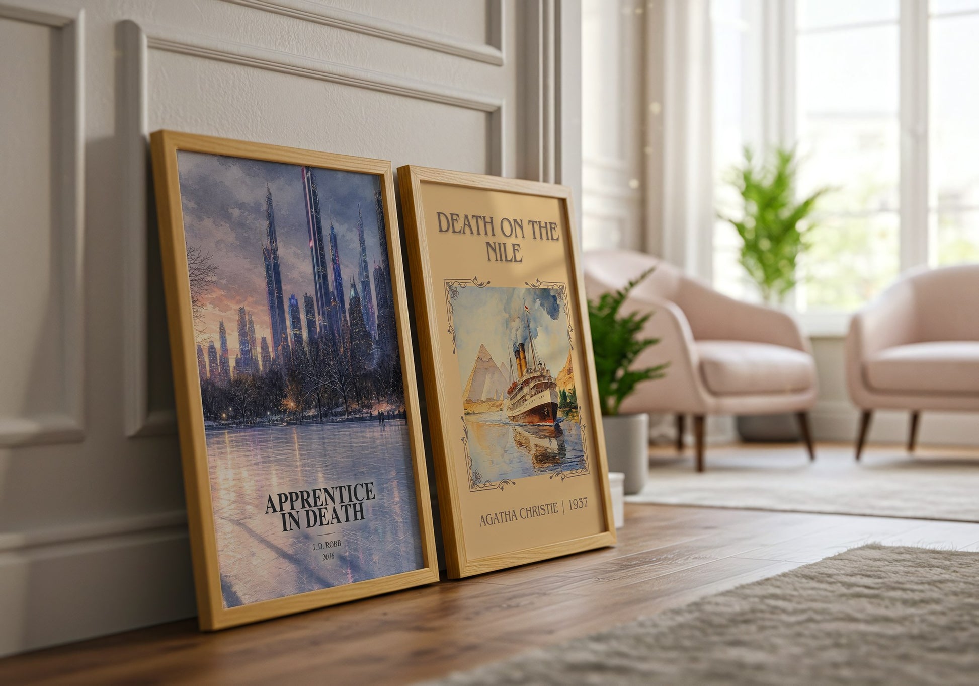 Apprentice In Death watercolour print framed by window – literary home decor