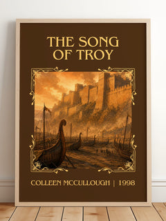 The Song of Troy Classic Book Art Print by Colleen McCullough – framed print leaning on a wooden floor