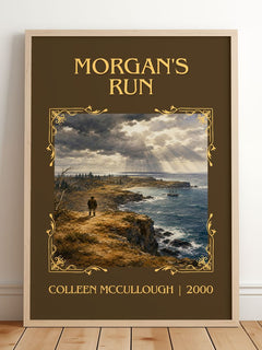 Morgan's Run Classic Book Art Print by Colleen McCullough – framed print leaning on a wooden floor