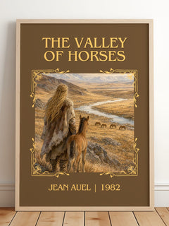 The Valley of Horses Classic Book Art Print by Jean Auel – framed print leaning on a wooden floor