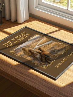 The Valley of Horses Classic Book Art Print by Jean Auel – print on a sunlit desk