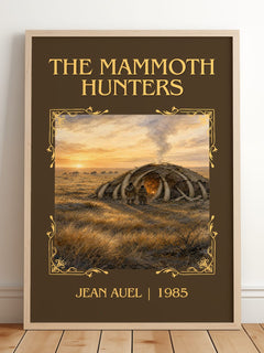 The Mammoth Hunters Classic Book Art Print by Jean Auel – framed print leaning on a wooden floor