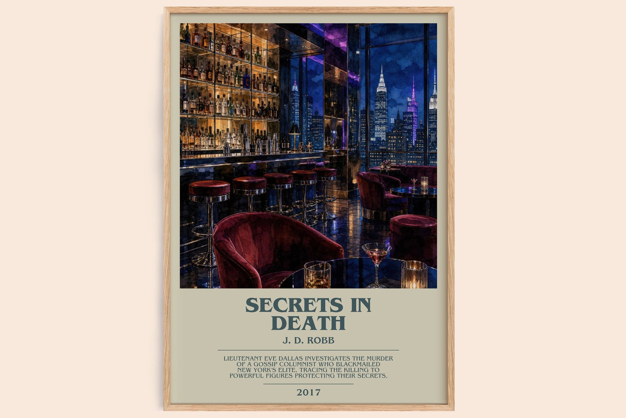 Secrets In Death bookish book poster by J. D. Robb – framed literary art print