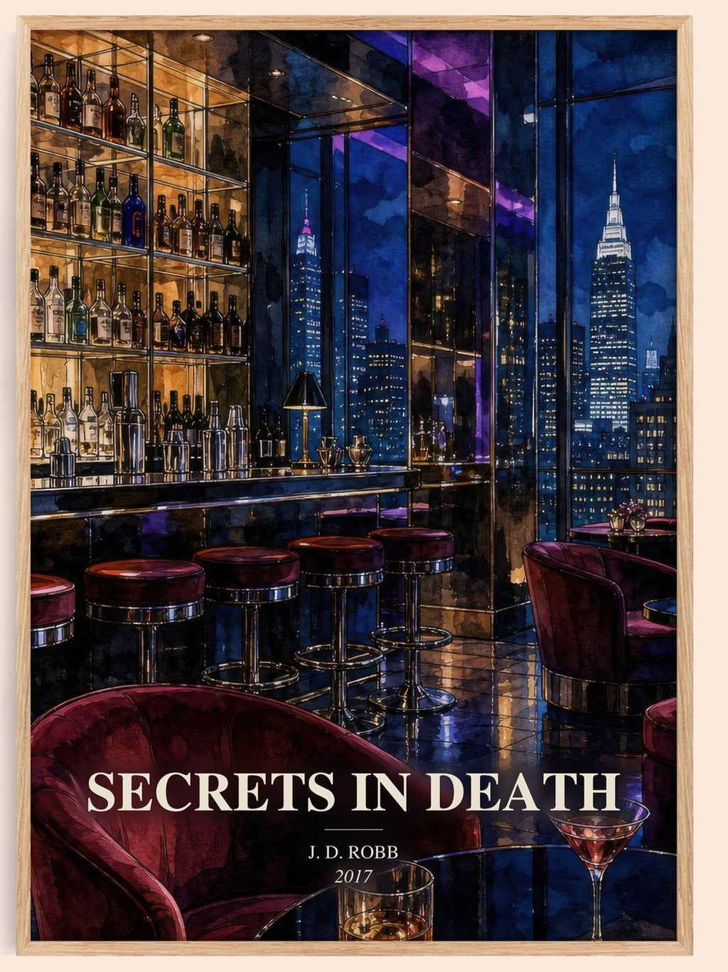 Secrets In Death watercolour book poster by J. D. Robb – framed literary art print